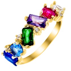 Χρυσό δαχτυλίδι rainbow Κ14 με ζιργκόν